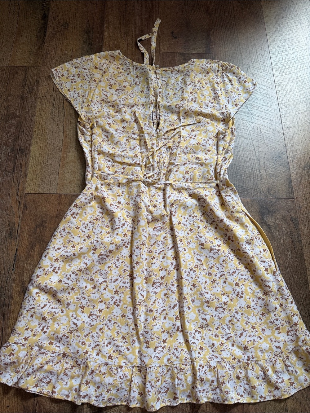 Abercrombie & Fitch Yellow Floral Tie-Back Mini Dress